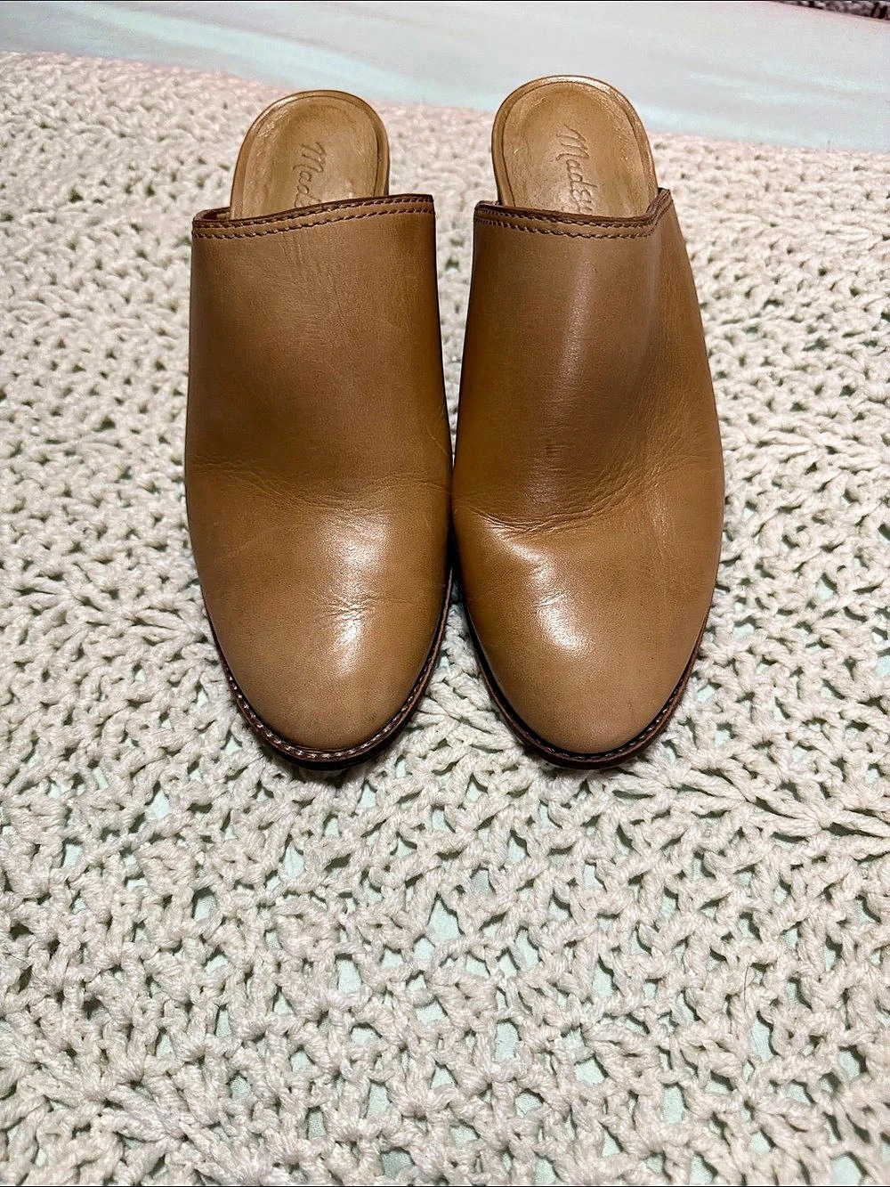 Madewell Style J5560 Pointed Toe Leather Mules Brown US 6.5